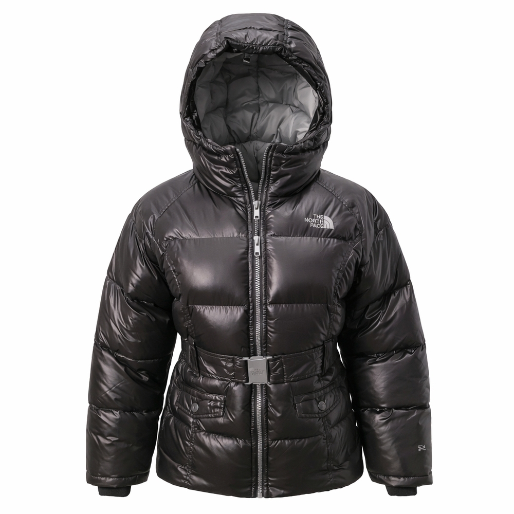 Girls The North Face Puffer Jacket Gray Hood Hoodie Size 14 16 Large 550